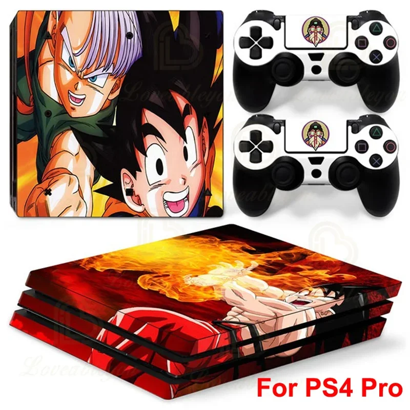 Фото Универсальный набор виниловых наклеек Dragon Ball Z для консоли PS4 Pro, защитные наклейки с персонажами мультфильма: Супер Сайян Гоку и Вегета №5