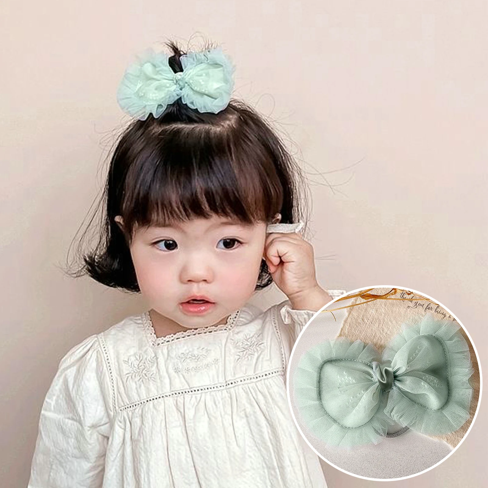 

Детские милые декоративные заколки для волос с кружевными краями и бантом, заколки для конского хвоста, заколки, инструменты для укладки, Де...