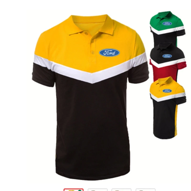 

NEW Fashion Summer Men's polo shirt FORD Logo Printing Splicing Casual short sleeve Cotton High Quality Men's tops