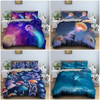 sea animals bedding set jellyfish pattern duvet cover set full queen king size soft quilt cover with pillowcase bedroom decor