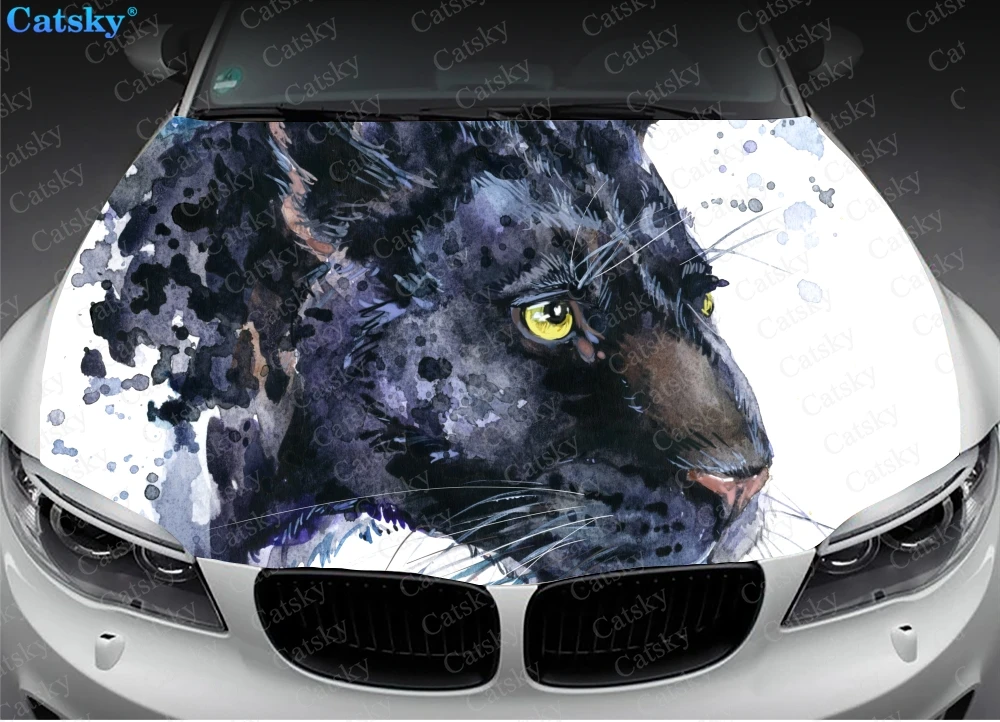 

Car hood wrap lion decal, bonnet vinyl sticker, full color graphic decal, CUSTOM made to Fit Any Car