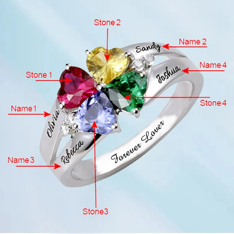 

Personalized Engraving Rings for Women Custom Names Ring Sterling Silver with Birth Stones Women’s Jewelry Anillos Bague