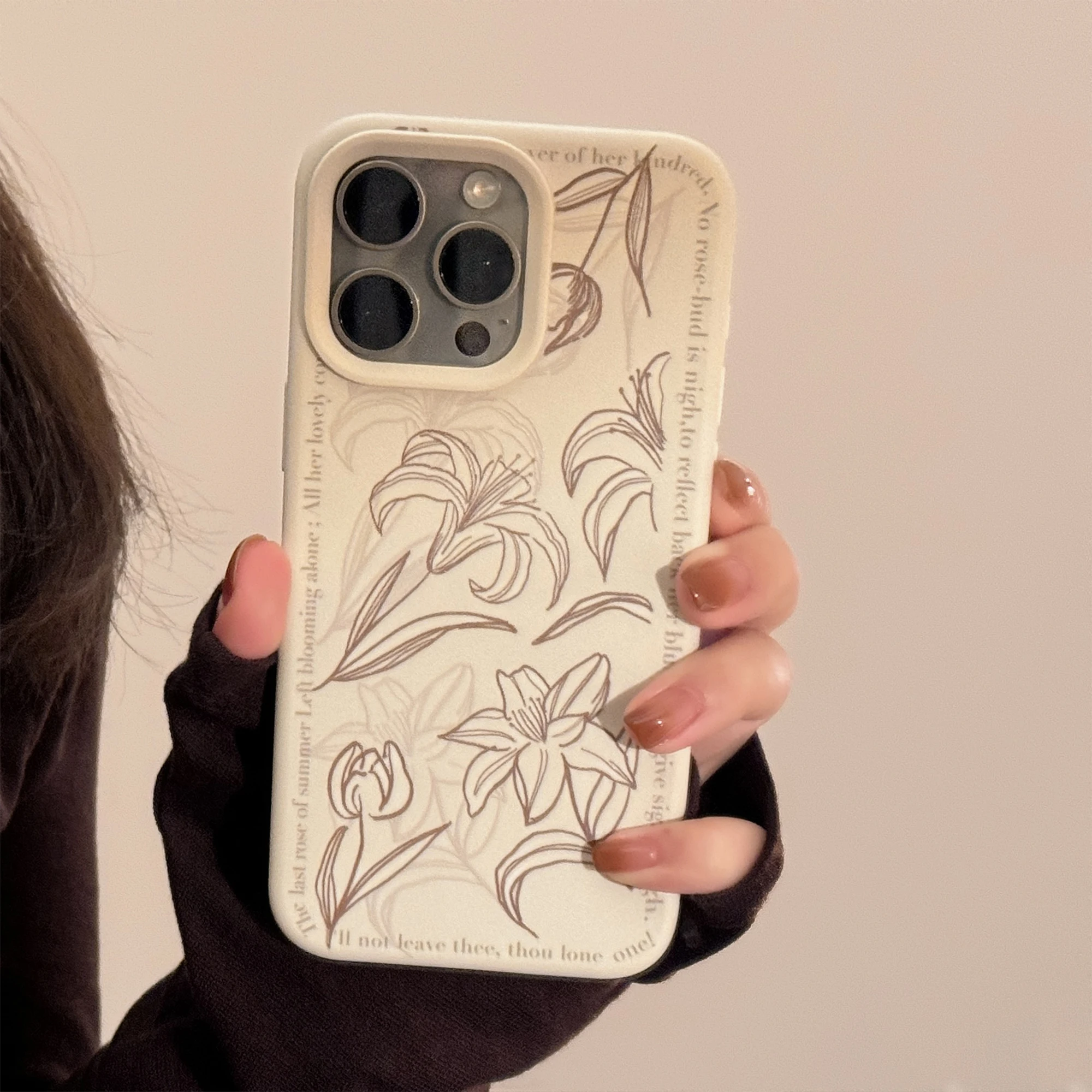 Полнокрытый шикарный чехол для телефона с художественным цветком лилии INS iPhone 16 15