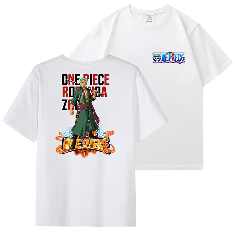 

New Japan Anime One Piece Print Cartoon T Shirt Male Zoro cotton Tees Tops Summer Funny T-shirts Men/Women Harajuku Tshirt