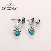 coconal romantic green blue skull head drop earrings lover women proposal jewelry zircon for female engagement accessories