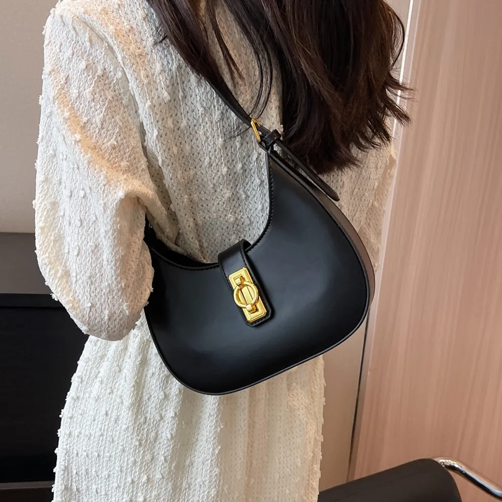 

Burminsa Half Moon Underarm Shoulder Bags For Women New 2023 Trend Designer Small Crossbody Bag PU Leather Hobo Ladies Handbags