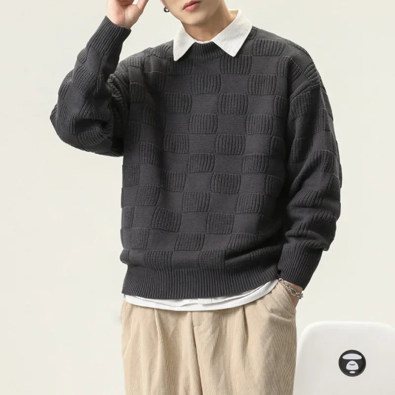 Свитер с круглым вырезом в стиле BNIdleМужской повседневный утолщенный вязаный