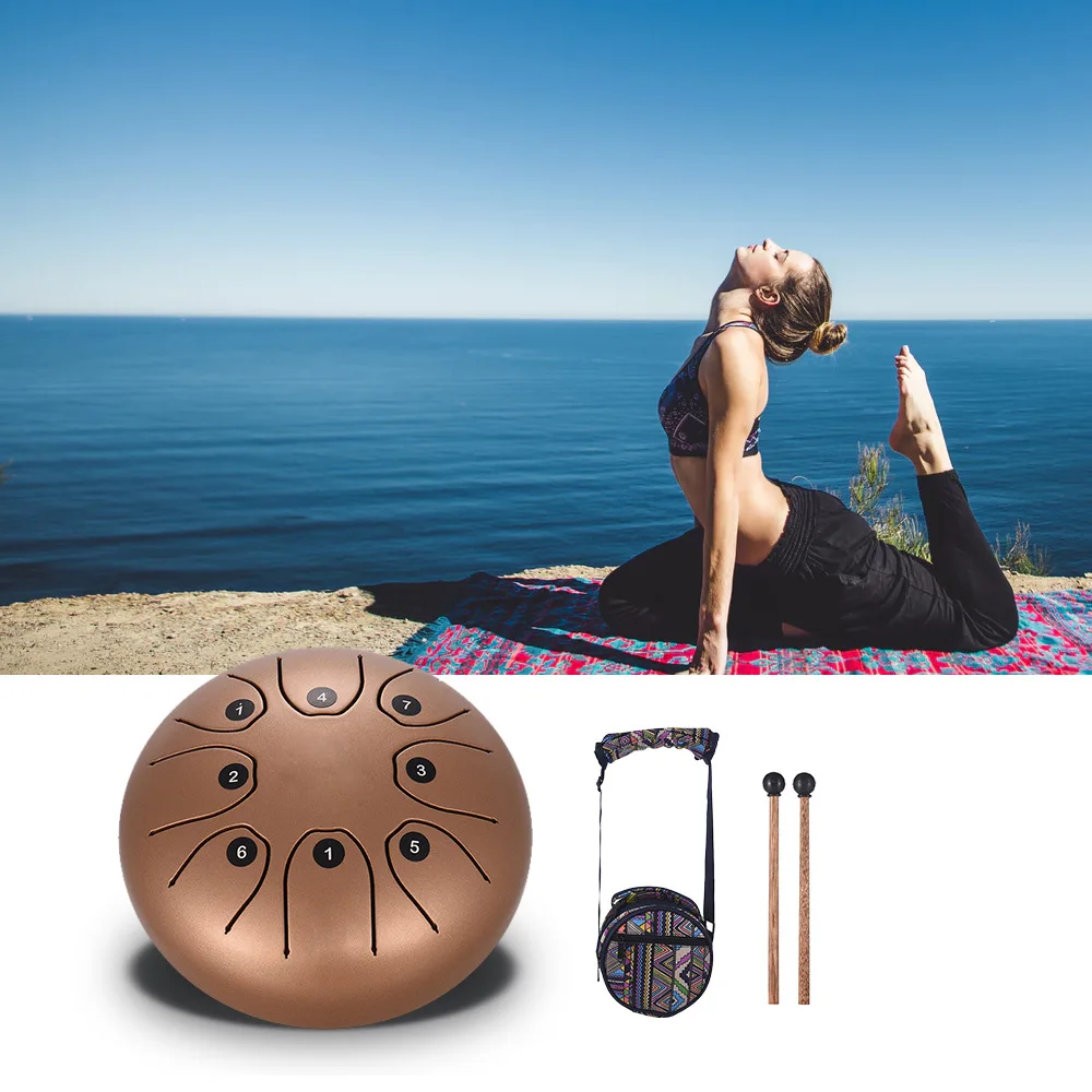 Percussion Instrument 5.5-Inch 8-Tone Mini Hollow Drum Beginner Playing Hand Dish Drum Yoga Meditation drum machine enlarge