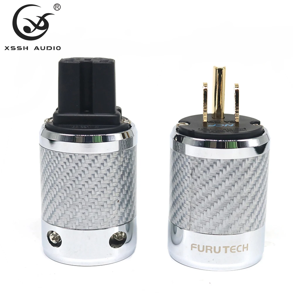 15A 125V YIVO Audio Hifi FI-50 & FI-50M DIY Женский Мужской IEC Чистая медь позолоченный углеродное волокно 3 контакта США электрические разъемы Вилка