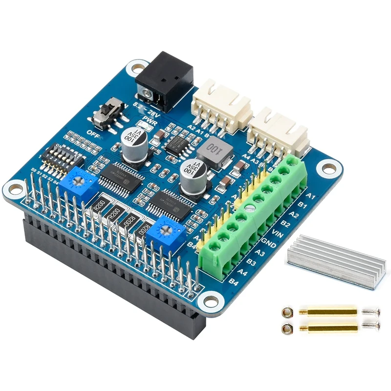 

Плата шагового двигателя Waveshare (B) для Raspberry Pi/Jetson Nano, Встроенный 2-канальный чип драйвера двигателя HR8825