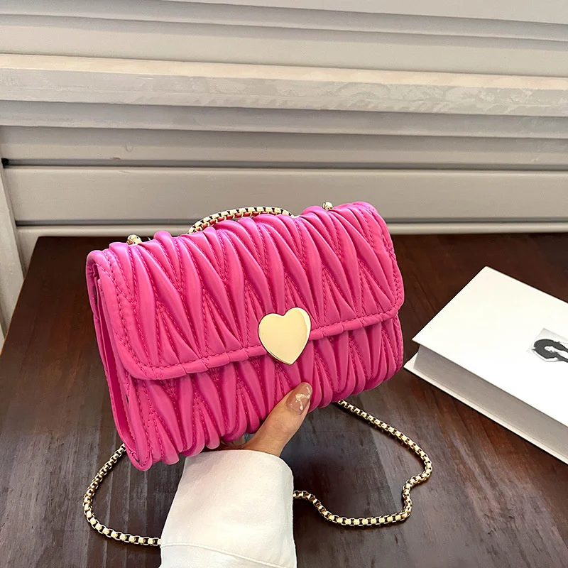 

Pleated chain bag Women's bag New 2023 Fashion casual messenger bag Candy color one shoulder small square bag dinner bag