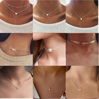hot sale hollow triangle hearts moon stars necklaces for women chokers chain necklaces bijoux collier femme