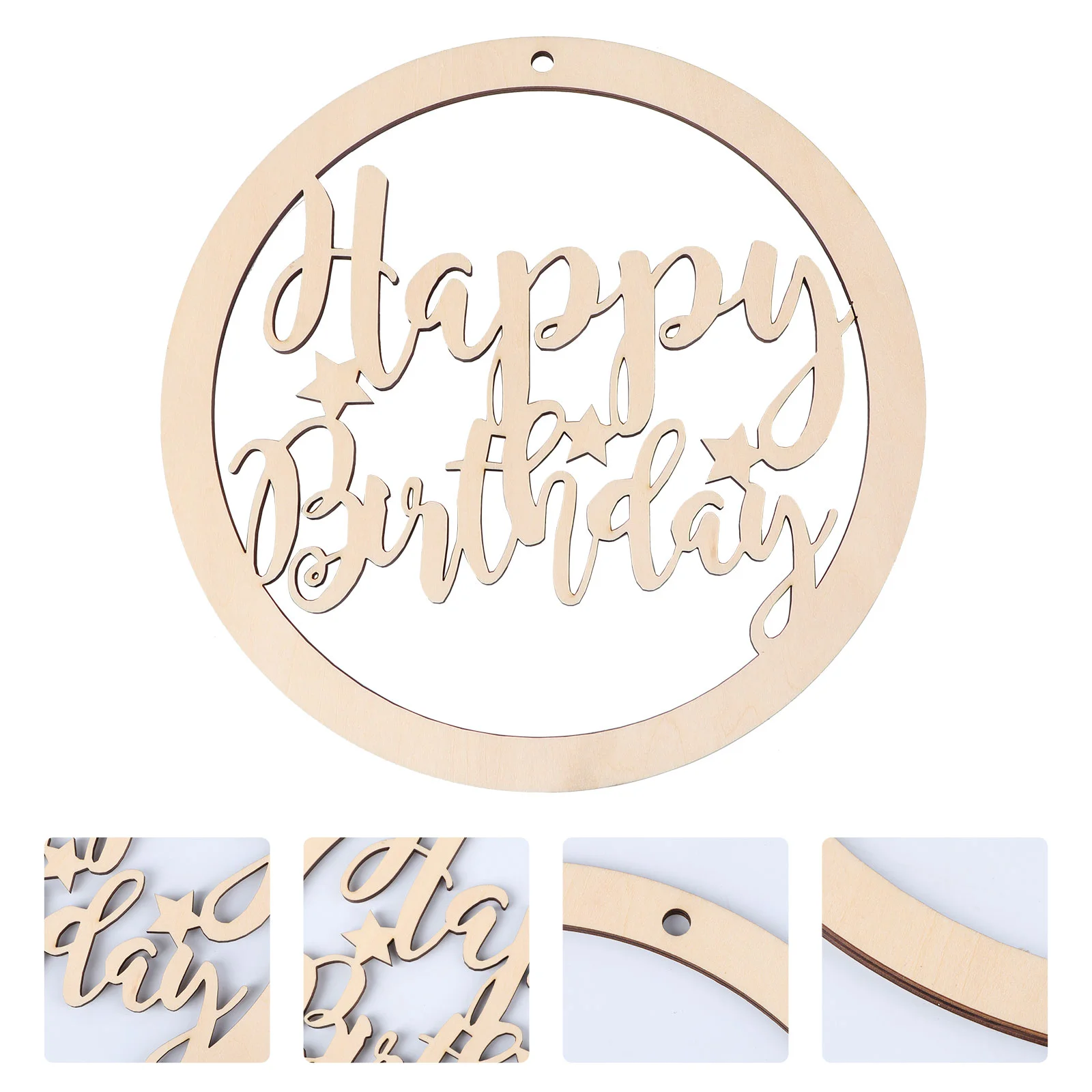 

Birthday Sign Hanging Wooden Happy Plaque Board Wall Wood Tag Party Signs Ornament Embellishments Door Supplies Banner Cutouts