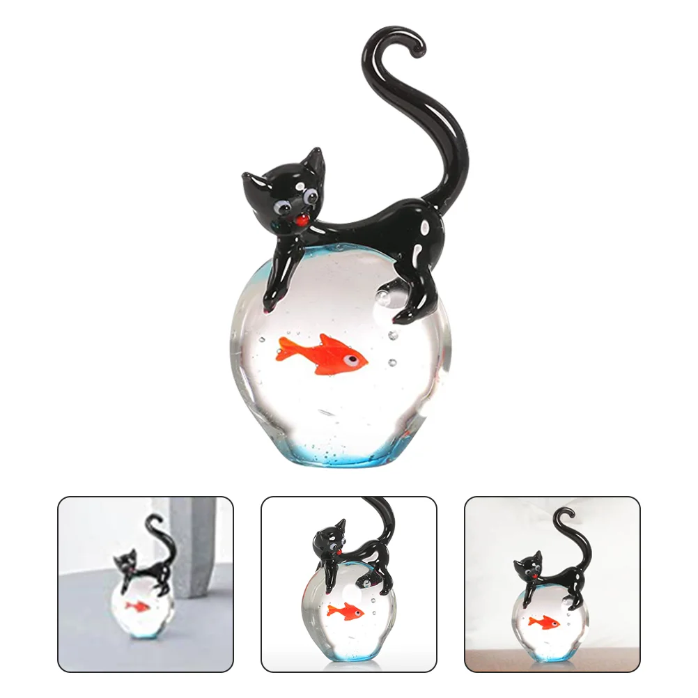 

Kitten Glass Handicraft Living Room Office Glass Craft Ornament for Decoration