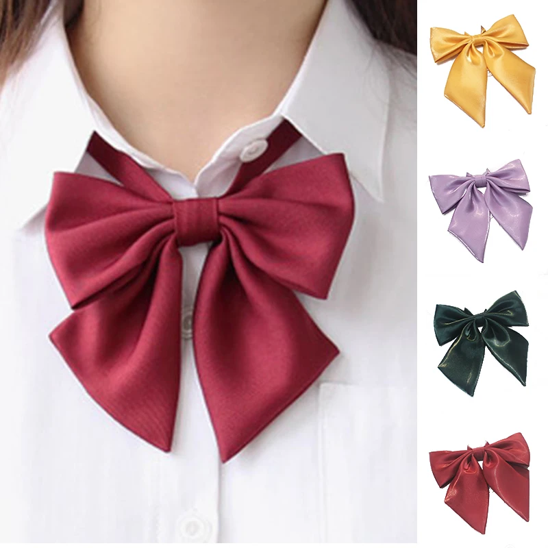 

Ladies Large Bowtie Oversize Bow tie For Women Uniform Collar Butterfly Bow knot Adult Solid Bow Ties Cravats Girls Red Bowties