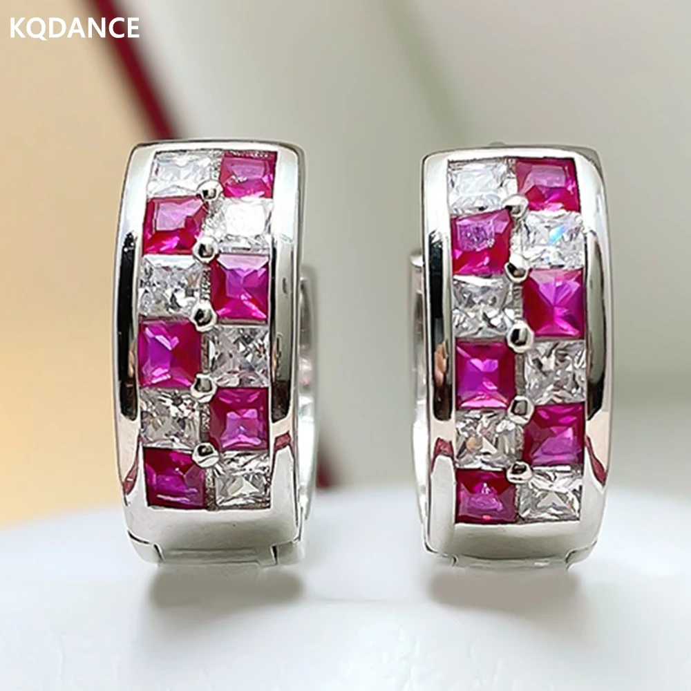 

Серьги-кольца женские из серебра 925 пробы с зелеными/красными стразами