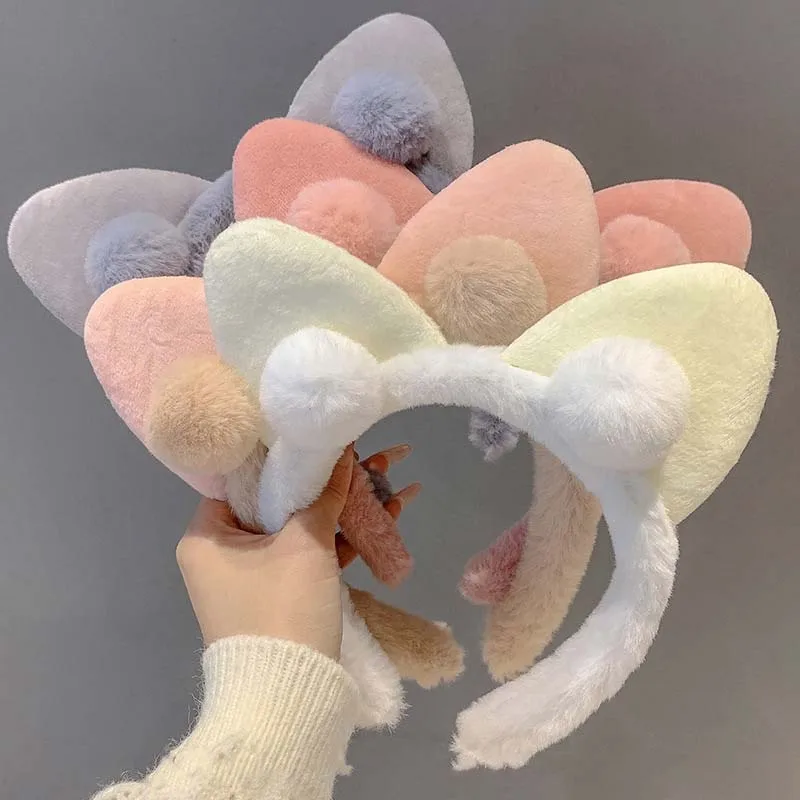 

Korean Cute Cat Ear Plush Hair Hoop for Women Fashion Animal Ears Face Washing Non Slip Hair Band Headwear Hair Accessories
