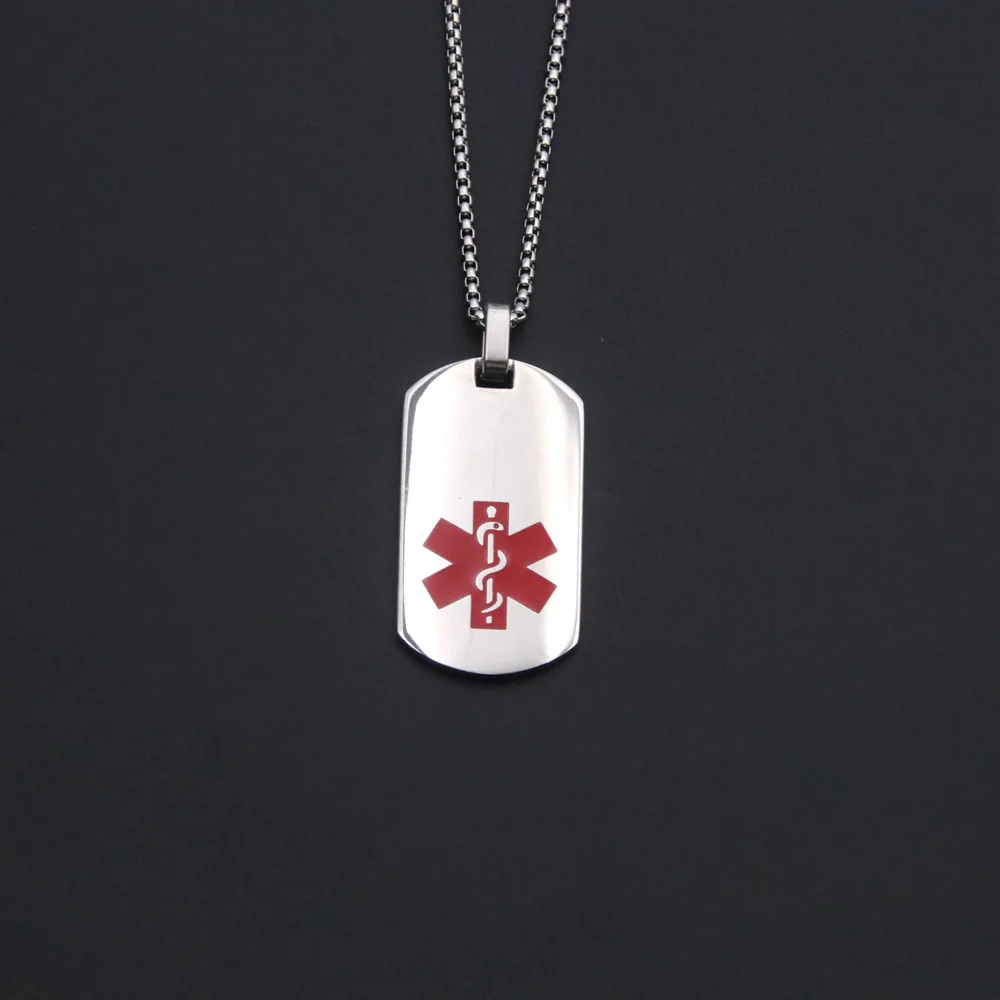 

Mens Necklaces Stainless Steel Medical Alert ID Dog Tag Pendant Necklace In Silver Golden Unisex Fashion Jewelry