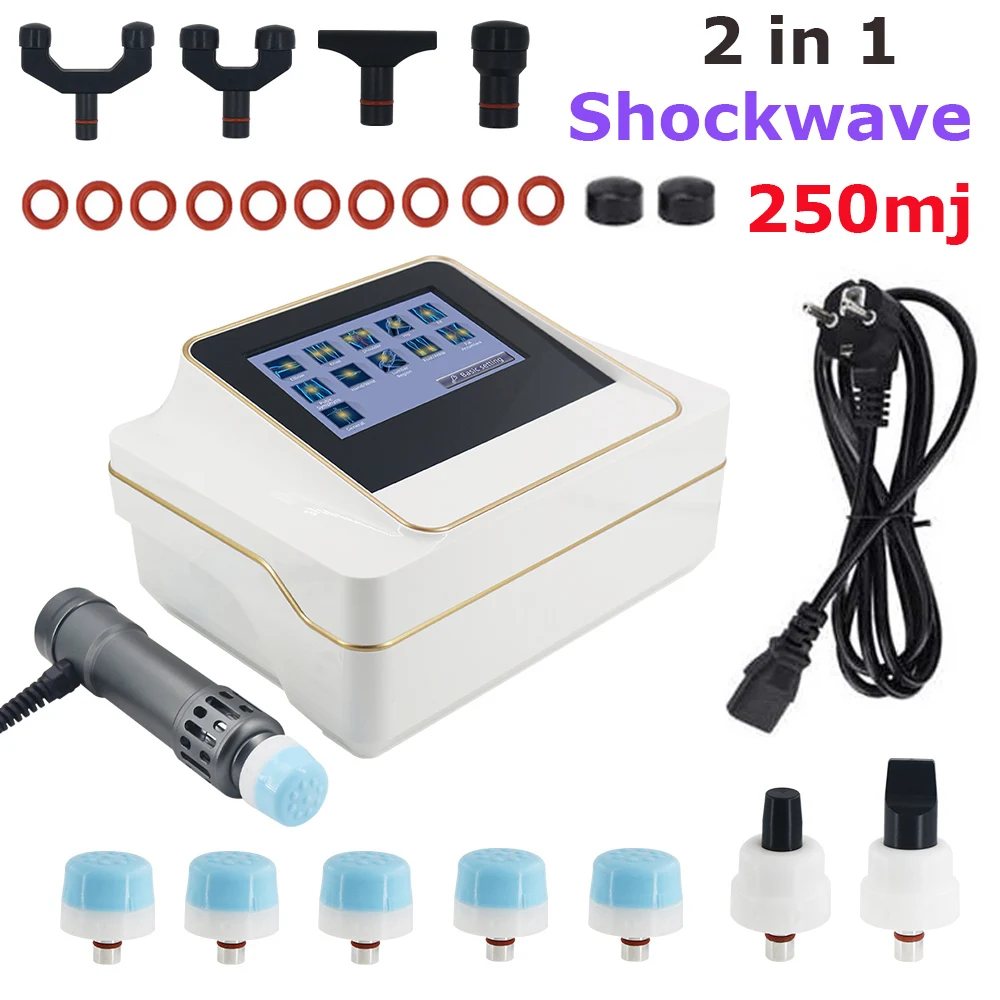 

Shock Wave Instrument 2 in 1Chiropractic Gun Pain Relieve Massage Relax 250mj Shockwave Therapy Machine Men ED Erectile Massager