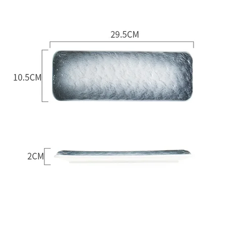 1 шт. необычная прямоугольная керамическая тарелка с каменными полосками, декоративная тарелка для западного стейка, салата, десерта, торта, суши