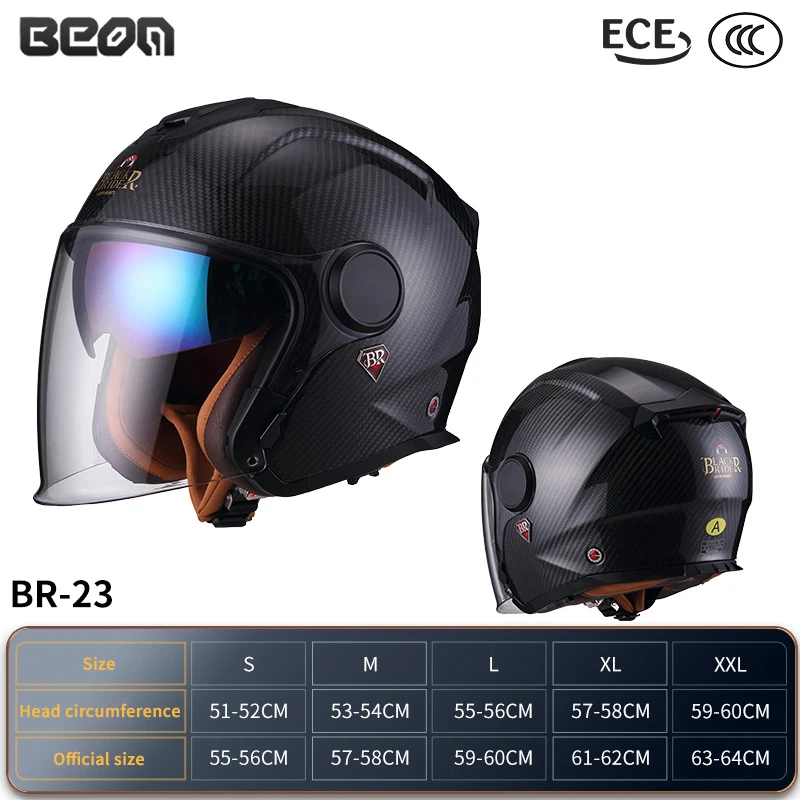 BEON BR-23 углеродное волокно мотоциклетный Электрический автомобильный шлем