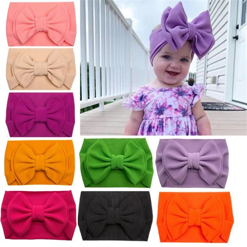 

2022 New Arrival Large 7 Hair Bows Headband Elastic Hair Band Turban Girl Hair Accessories Fashion Hairband Head Wrap Head