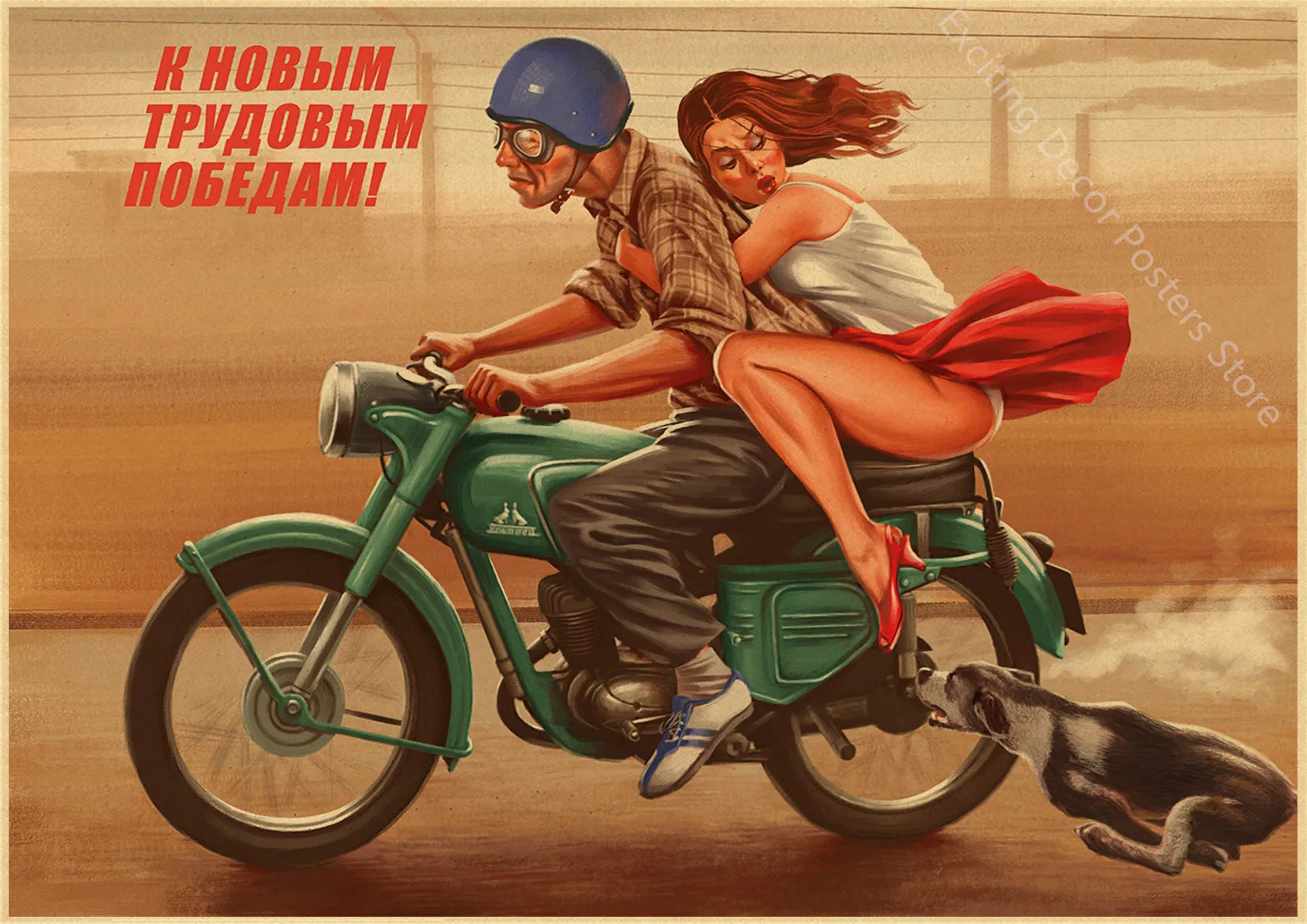 Плакат Сталин Маркс Ленин ретро крафт-бумага фридрих платтен ленин вождь мировой революции