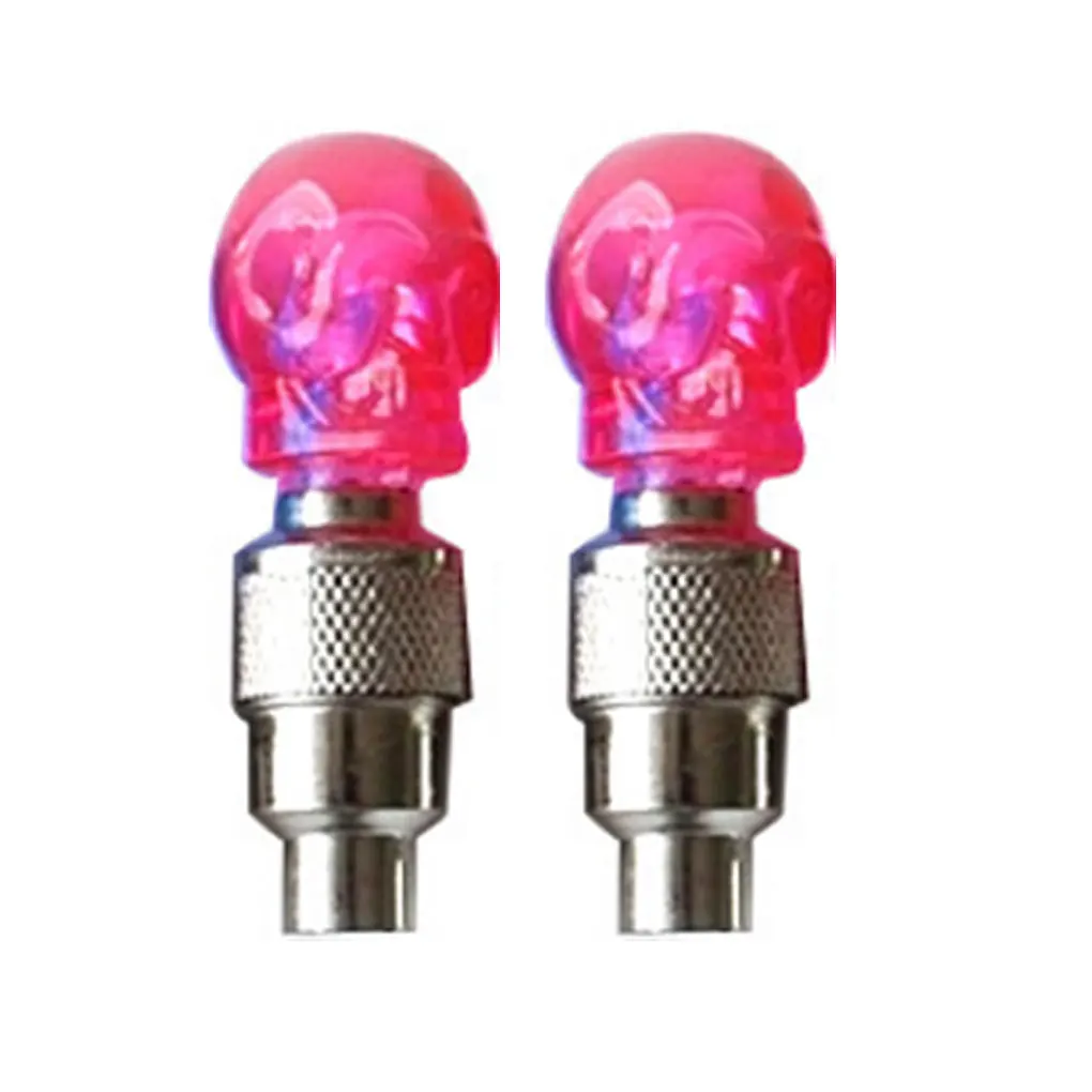 

2pcs/Lot Multifuction Skull Shape Bike Tire Valve Cap Light Bicycle Car Wheel Neon LED Lamp Bulb Night Haze Weather Safe Riding