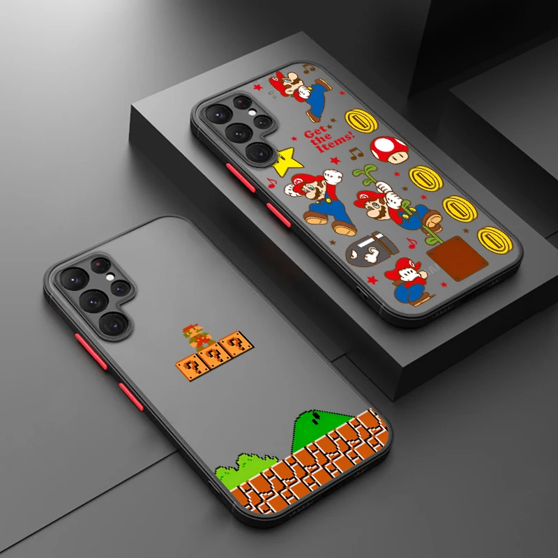 Игровой мультяшный S-Supers M-Marios матовый прозрачный для Samsung Galaxy S24 S23 S22 S21 S20 FE S10 S9 S8 Plus