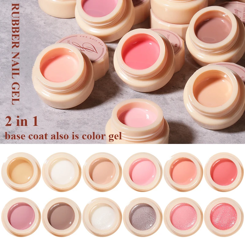 

2 в 1 резиновое Базовое покрытие и Цветной Гель-лак для ногтей Укрепляющий гель 12 цветов стойкий УФ-лак для ногтей гель для дизайна ногтей ман...