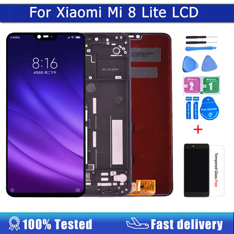 

100% Оригинальный ЖК-дисплей для Xiaomi Mi 8 Lite ЖК-дисплей сенсорный экран дигитайзер сборка с рамкой для Xiaomi Mi8 Lite Mi 8X LCD