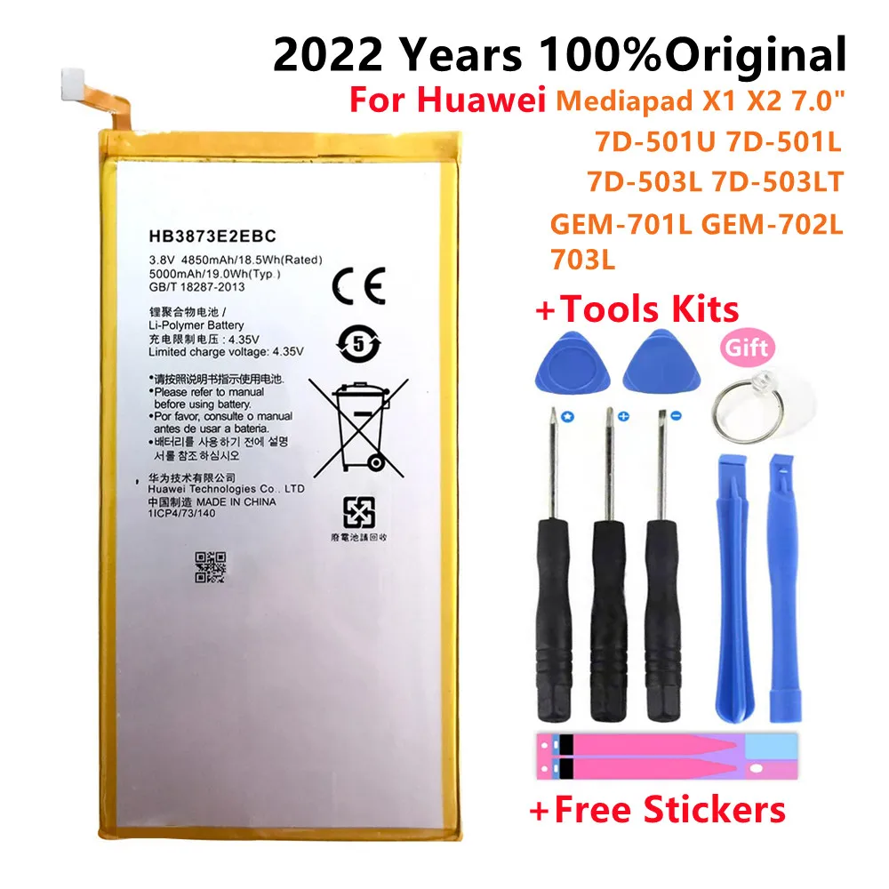 

100% Original HB3873E2EBC 5000mAh Battery For Huawei Mediapad X1 X2 7.0"/7D-501U 7D-501L 7D-503L 7D-503LT GEM-701L GEM-702L/703L