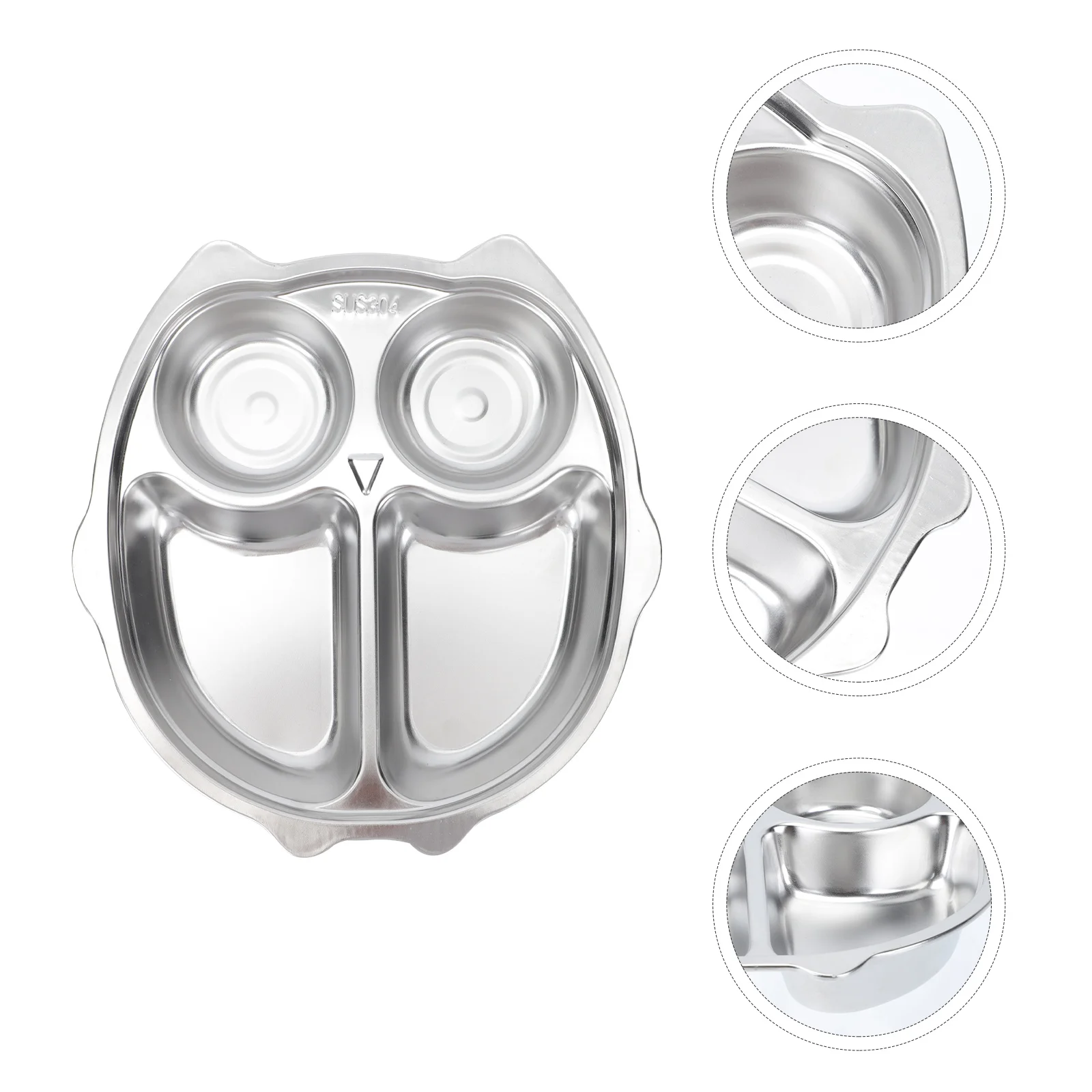 

Plate Divided Plates Tray Steel Stainless Serving Trays Compartment Metal Dining Dinner Lunch Camping Sectional Kids Cartoon