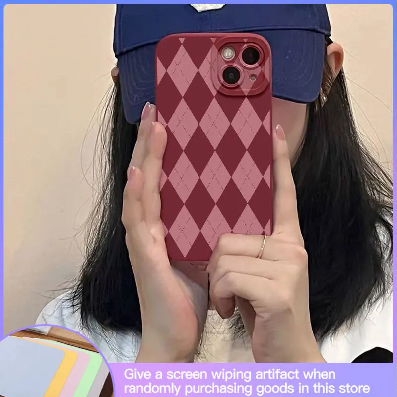 

Роскошный высококачественный винно-красный кольцевой силиконовый телефон для Iphone 14 13 12 11 promax 7 8 6 se противоударный и противоударный