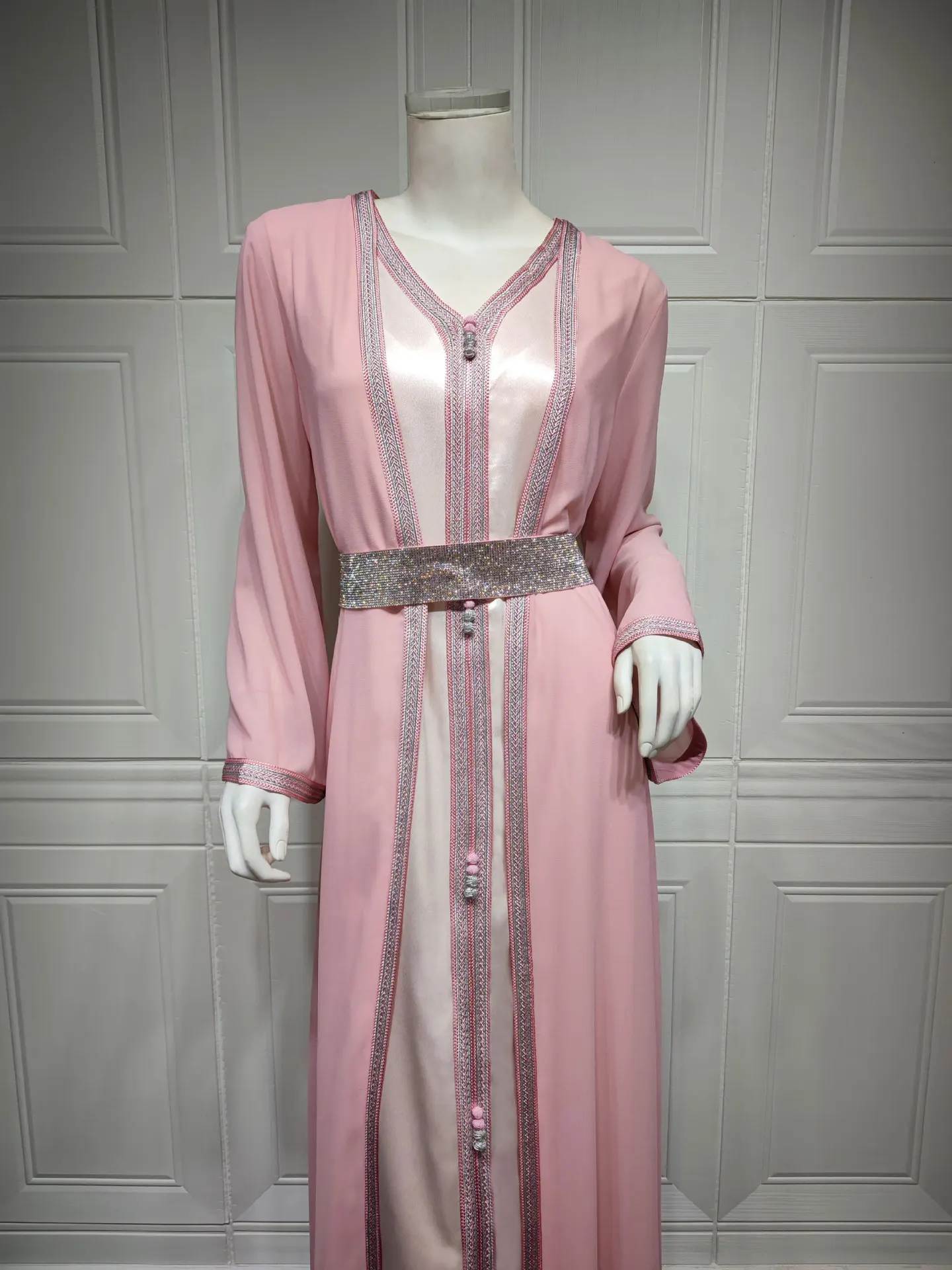 Wepbel Cardigan Robe Islamic Clothing Abaya Middle East 2 Piece Sets Outfits Muslim Abaya Robe Chiffon Dress Muslim Dresses