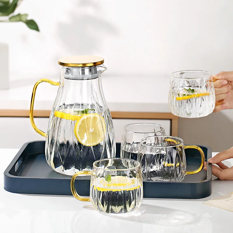 

2000ml Diamond Transparent Glass Teapot Cup Cold Kettle Water Jug Coffee Pot Drinkware Water Pitcher Beverage Dispenser