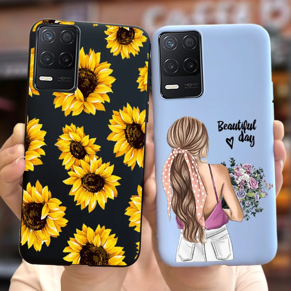 

For Realme 8 5G Case RMX3241 Beautiful Girls Flowers Soft Silicone Phone Case Back Cover For Oppo Realme 8 5G Fundas Capa Bumper