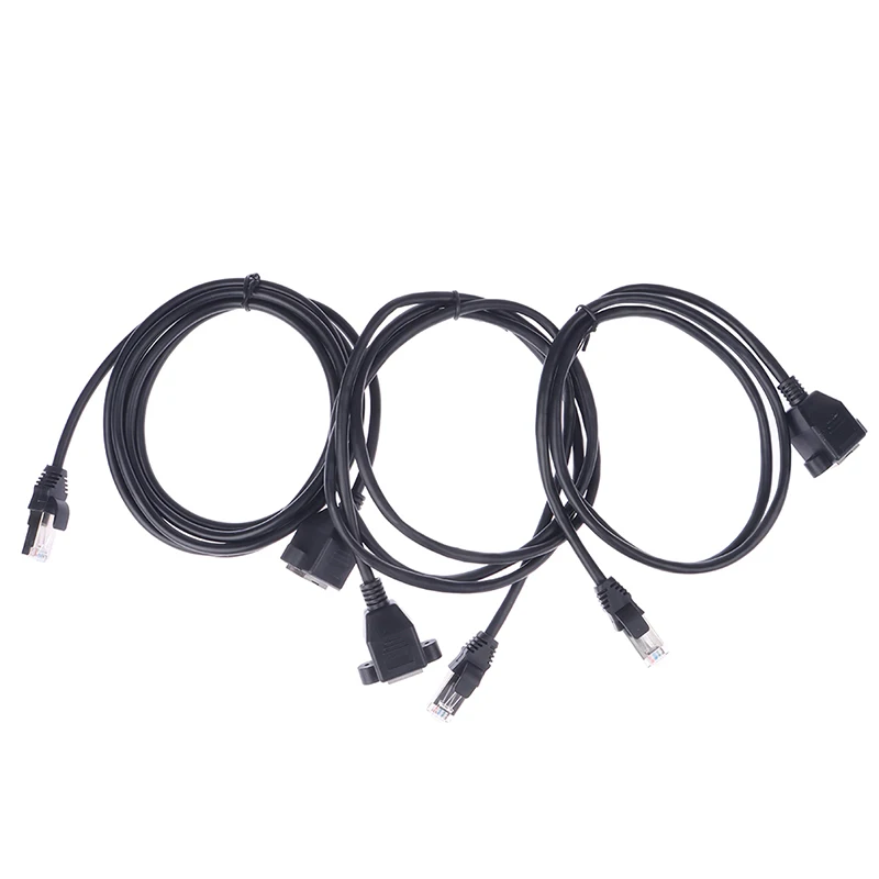 

0.5/1/1.5/2m RJ45 Male to Female Ethernet Screw Lock Panel Mount LAN Network Extension Line Cord Cable