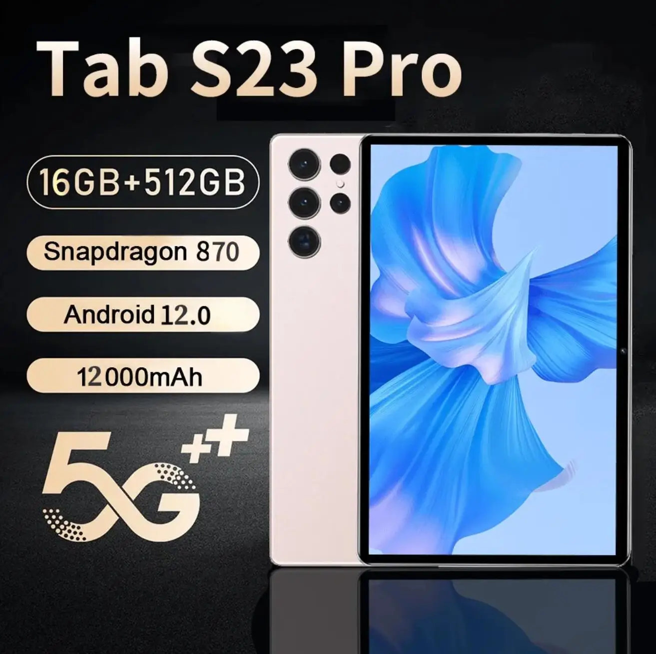 

NEW Tablet S23 Pro Android12 Global Version 12GB 512GB Snapdragon888 Tablet PC 5G Dual SIM Card WIFI HD 4K Pad 10000mAh Netbook