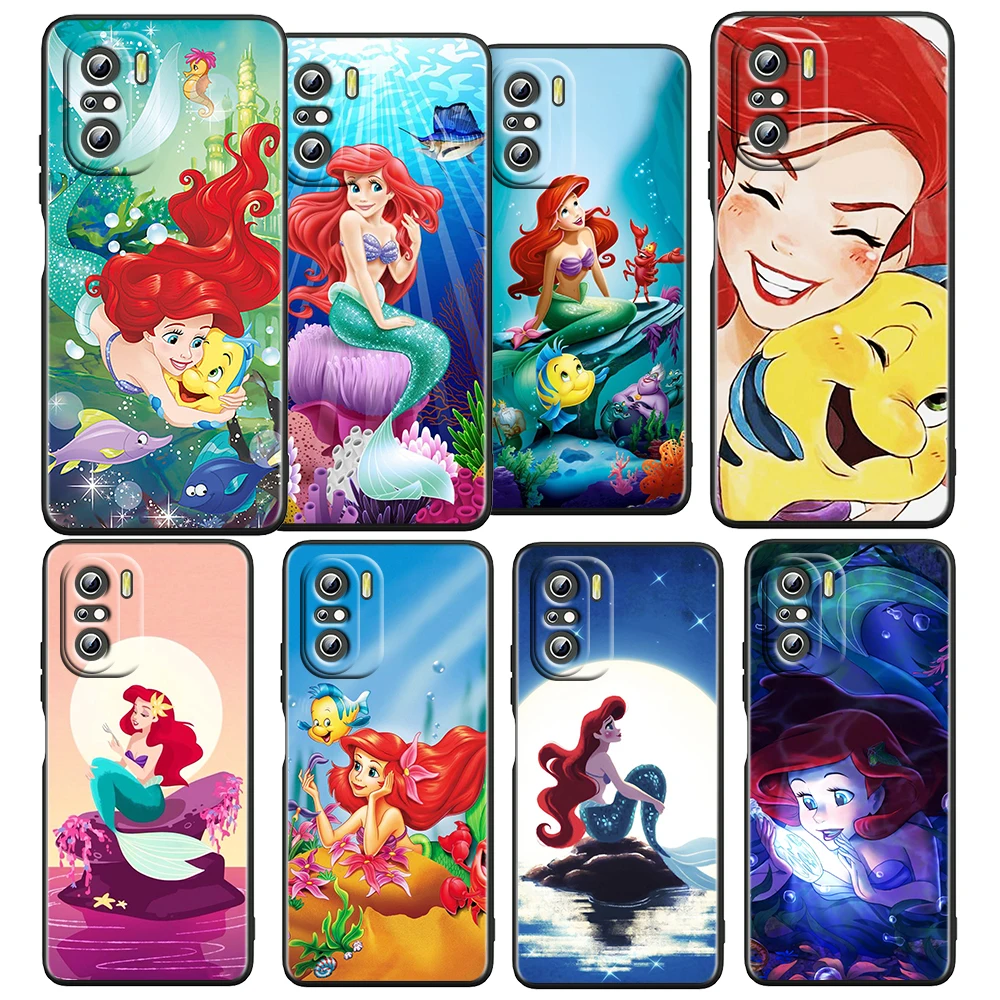 

Mermaid Disney Princess Cute For Xiaomi Redmi 10 10X 9T 9C 9C 8 7 5 K50 K40S Gaming 4G 5G Silicone TPU Soft Black Phone Case