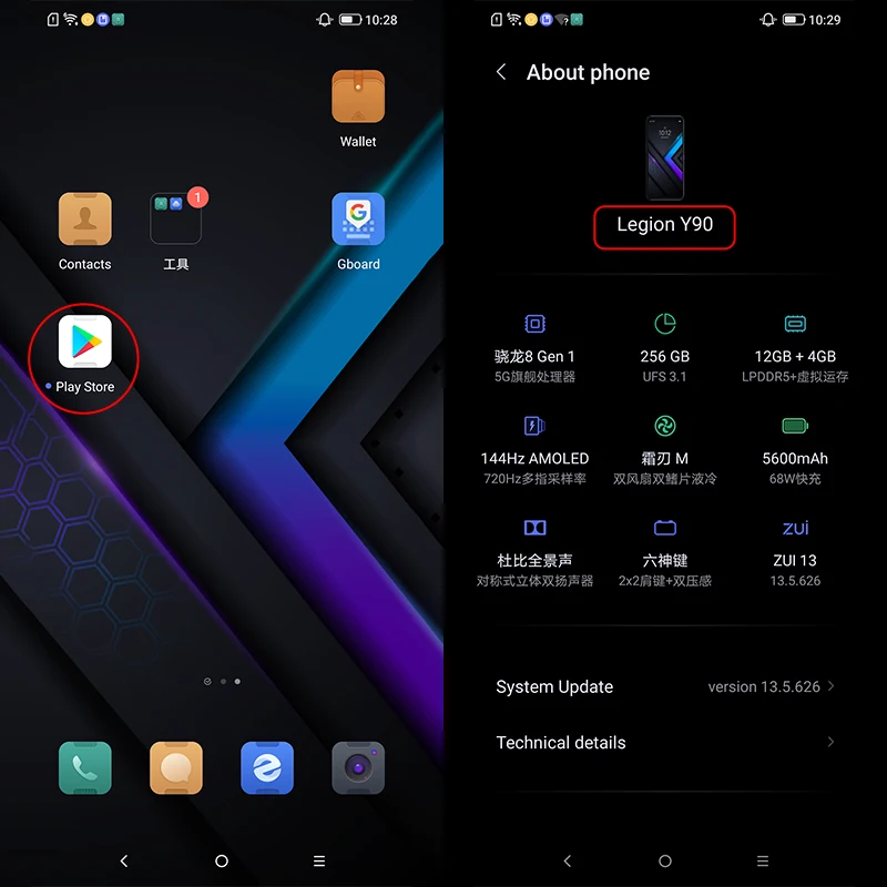 Ceny Lenovo Legion Y90 5G Telefon Komórkowy Do Gier 6.92 Cala 144Hz AMOLED Snapdragon 8 Gen 1 Rdzeń Octa 68W Super ładowanie Android 12 NFC