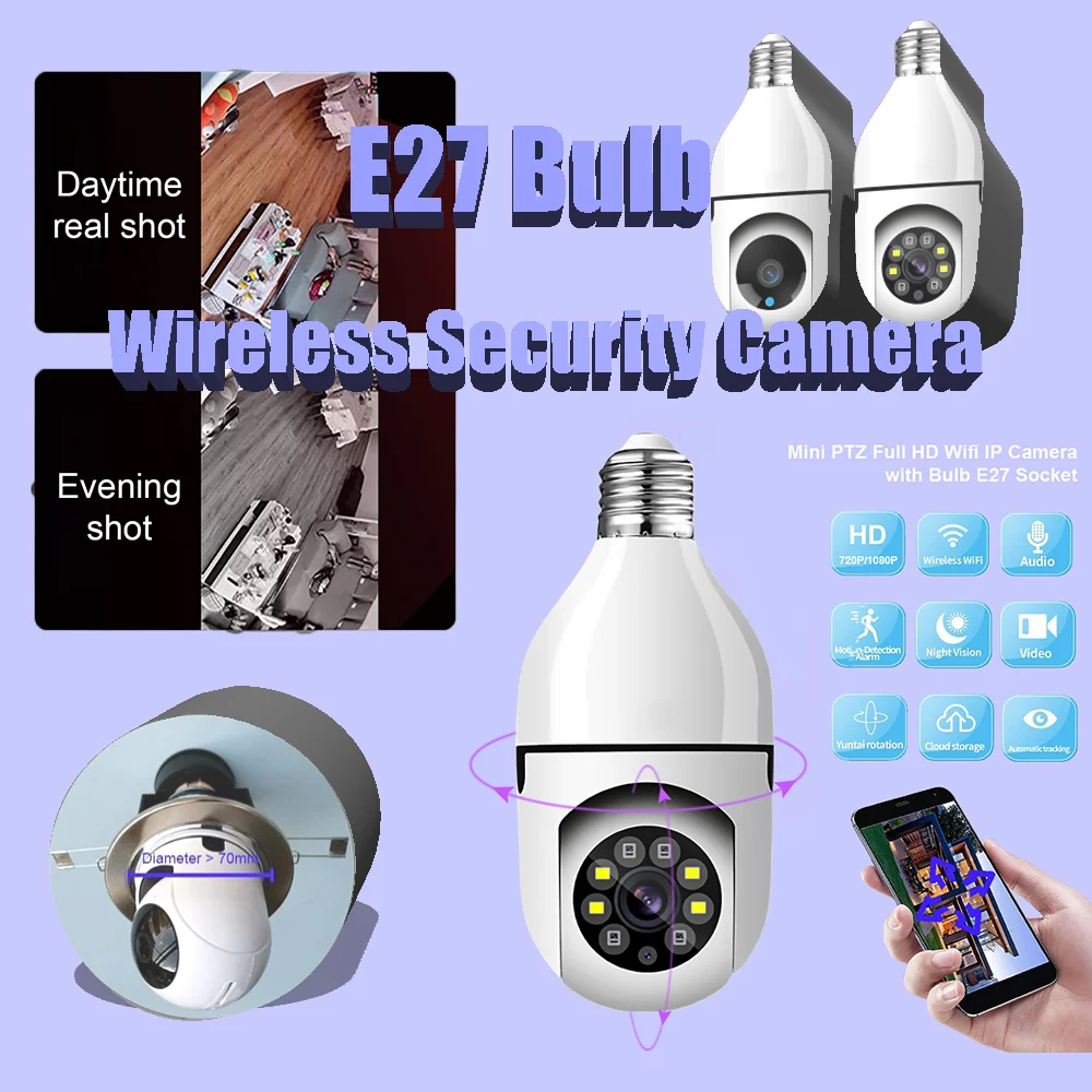 

NEW E27 Bulb Camera 1080P HD Wireless Security Camera 2 Way Audio Infrared Night Vision 360-degree Panoramic 2.4GHz WiFi Monitor