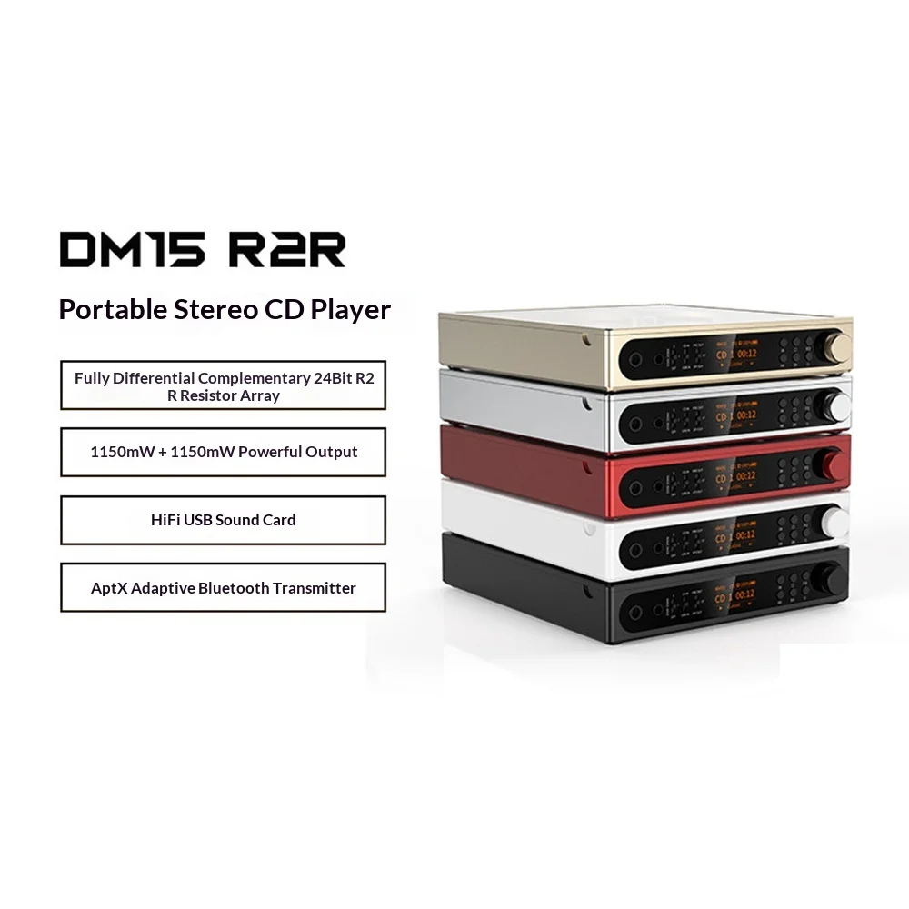 Фото Портативный Hi-Fi CD-плеер FiiO DM15 AKM с USB DAC AKM AK4493S, Bluetooth-передатчиком, балансным выходом 4,4 мм, перезаряжаемый аудиоплеер №2
