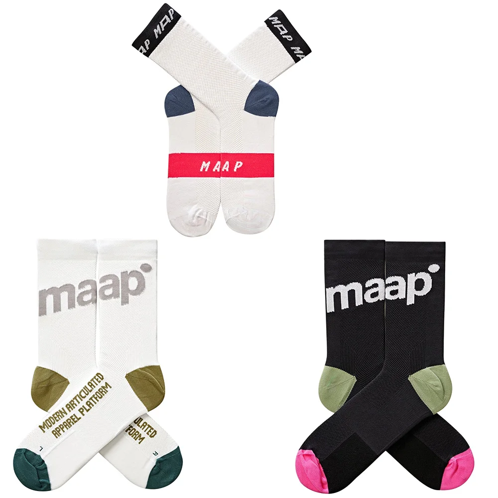 3 Pairs Maap Classic Cycling Socks Profession Brand Sport Socks Preferred Choice Style Bicycle Sock for Men and Woemn 37-46 size