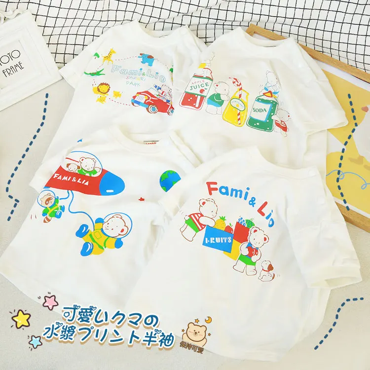 

Boys Short-Sleeved T-Shirt 2022 Summer New Fashion Children's Cartoon Cute Trend Zoo Cotton Short-Sleeved