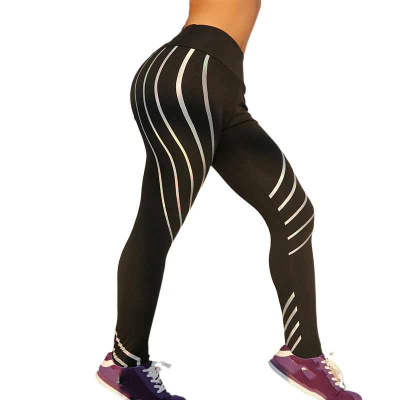 Running Fitness Leggings Gym Sportswear Women Yoga Pants Sports Stretchy Push Up Punk Tummy Control Compression Tights Black
