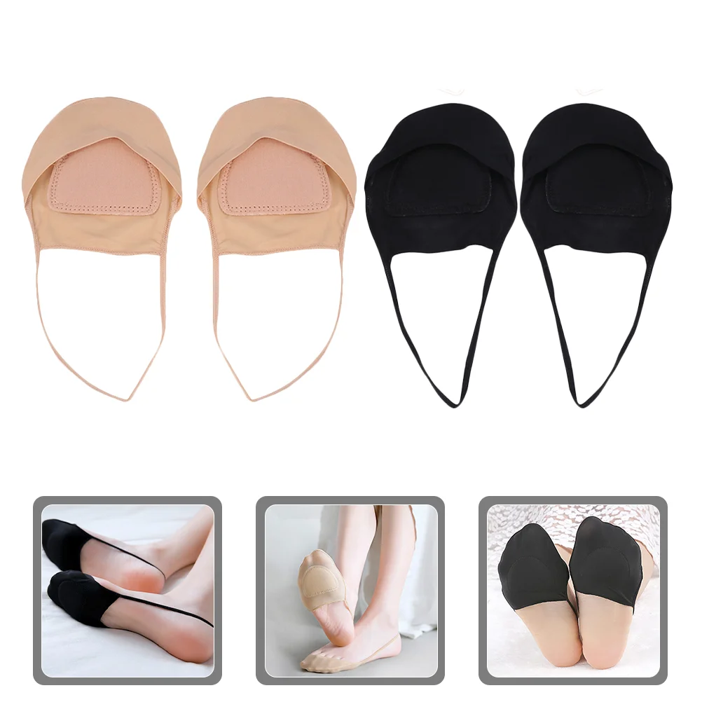 

2 Pairs Block Heels Women Dressy Invisible Stocking Suspenders Toe Socks Flats Shoe Liners Half Mules Miss