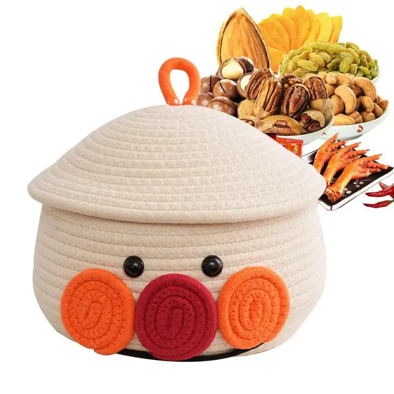 

Cartoon Cotton Rope Storage Baskets Woven Desktop Sundries Kids Toys Organizer Box Baby Dirty Clothes Laundry Basket Hamper