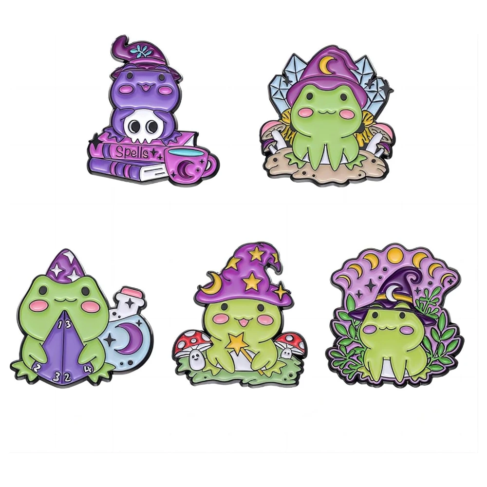 

Cute Frog Pins for Backpack Lovely Animals Enamel Pins Set Cartoon Enamel Brooch Badges for Backpacks Clothes Hats Jewelry Gifts