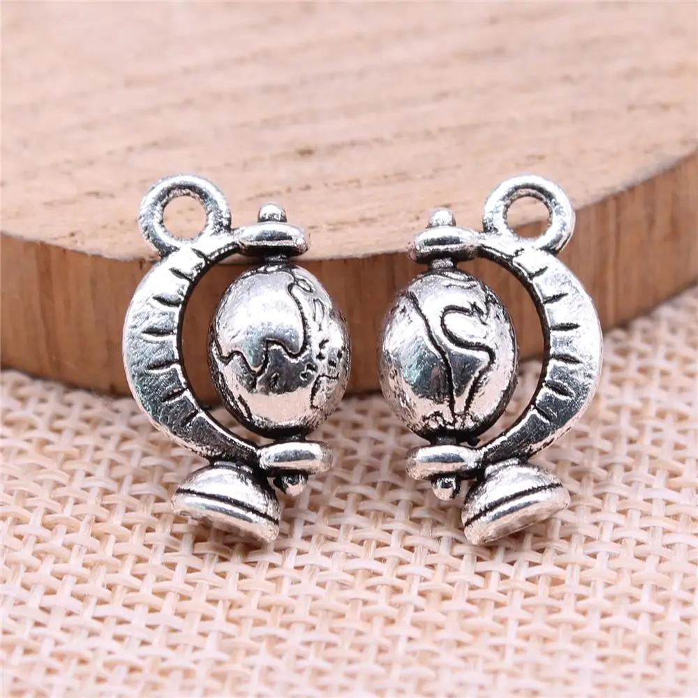 

80pcs 17x12mm Globe Charms Wholesale Antique Silver Color Pendant Charms Wholesale For Jewelry Making Jewelry Accessories